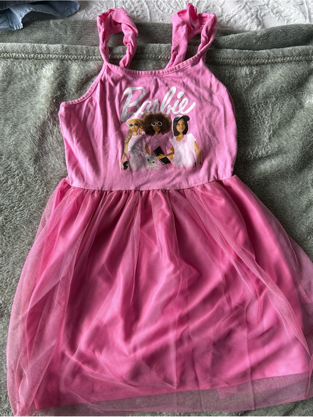 Barbie Bright Pink Graphic Tulle Dress